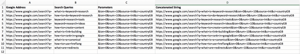 Excel Template Example for Google SERP Scraper Tool